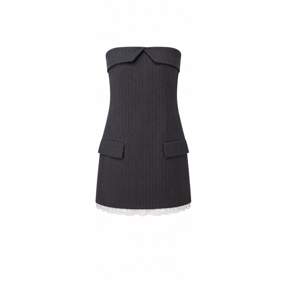NWT Lovers + Friends Pinstripe Mini Dress L Office Siren Lace MSRP $188
